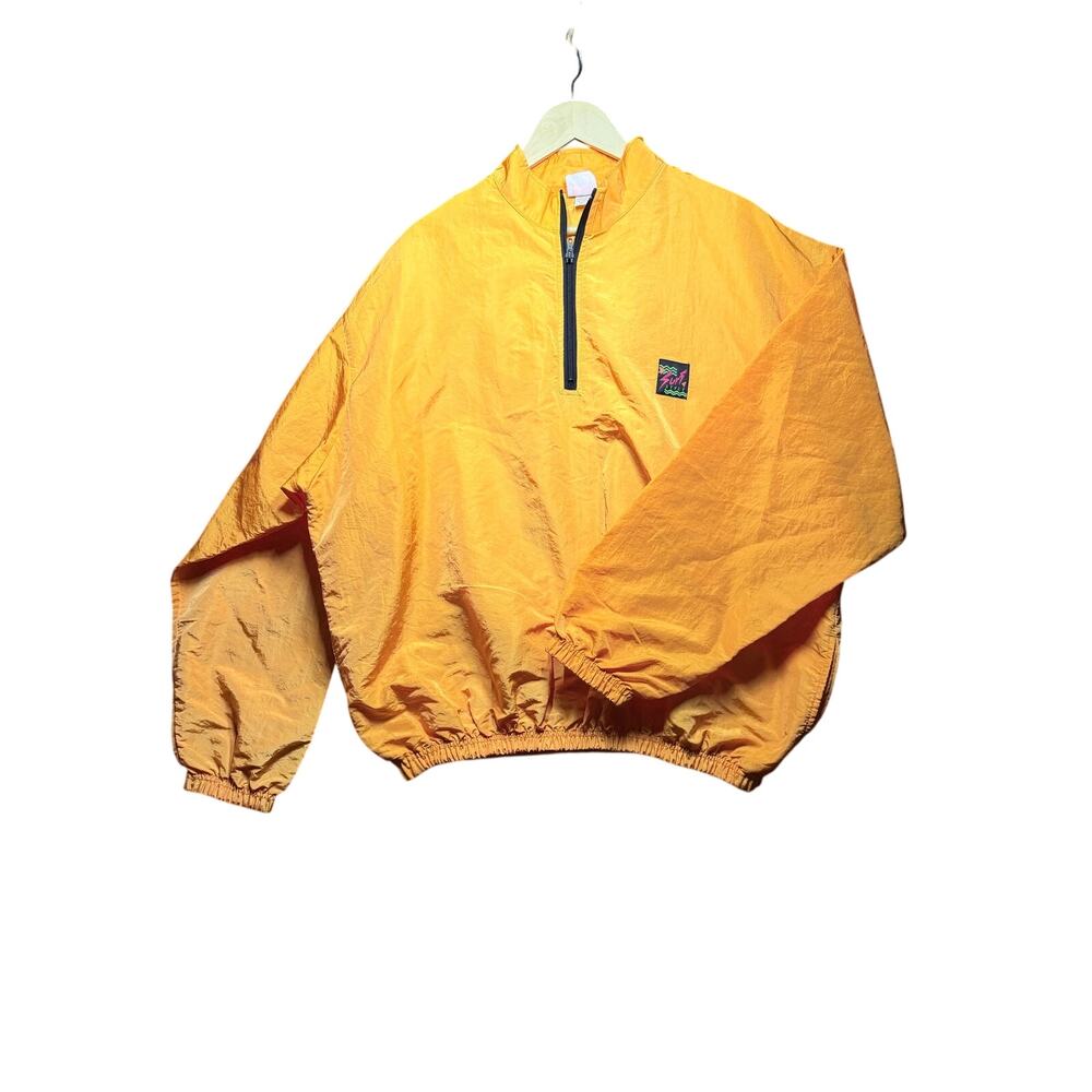 Vintage surf style orange quarter zip pullover nylon one size fits most unisex